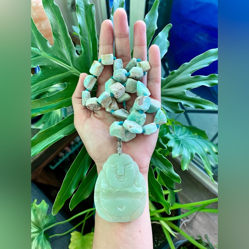 Blue Aragonite & Serpentine Necklace